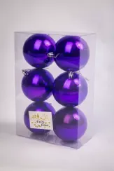 Набор пластиковых шаров Анет 80 мм., фиолетовый глянцевый, 6 шт., ЕлкиТорг (150331)
