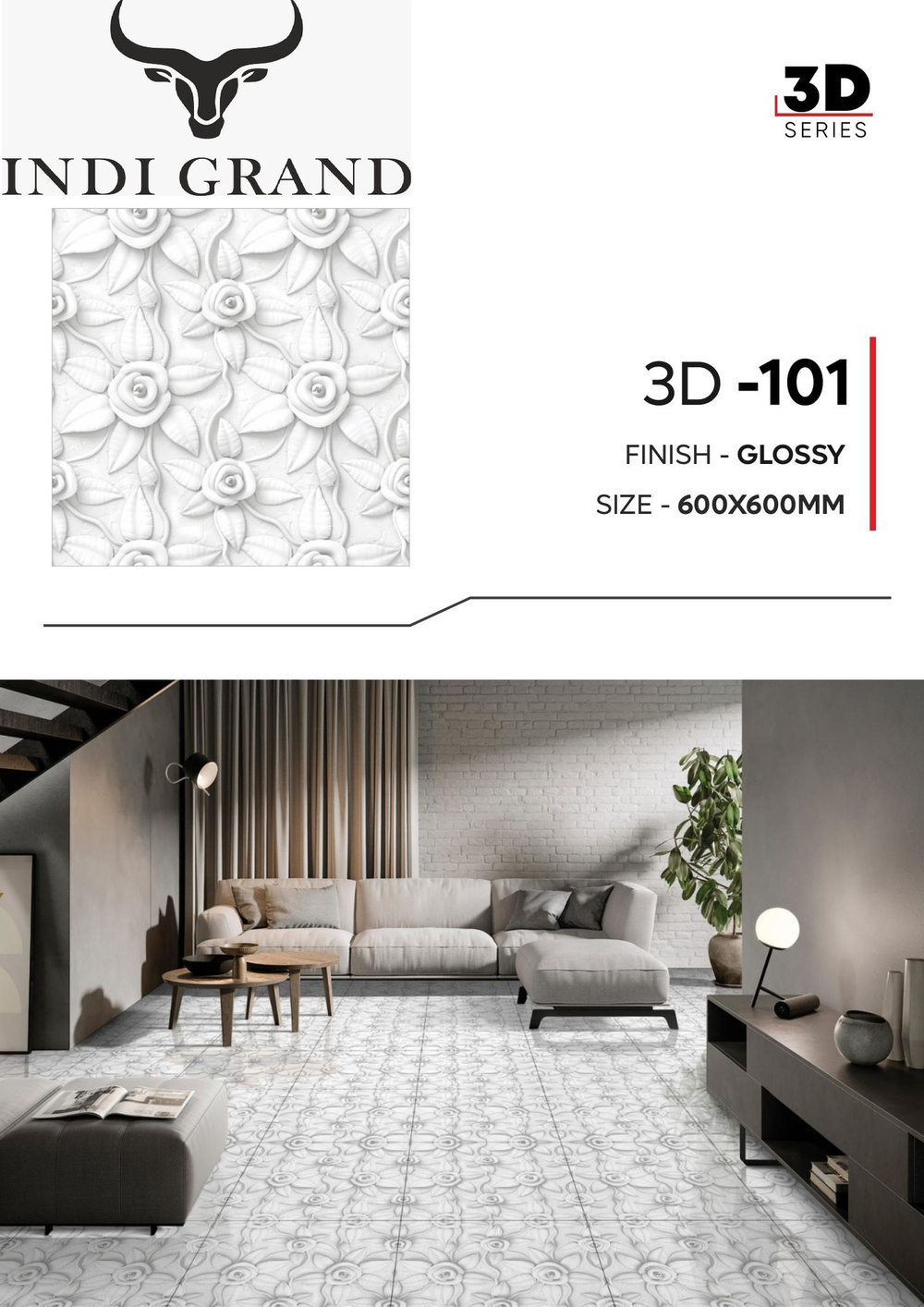 Керамогранит 3D 60х60 glossy- 101