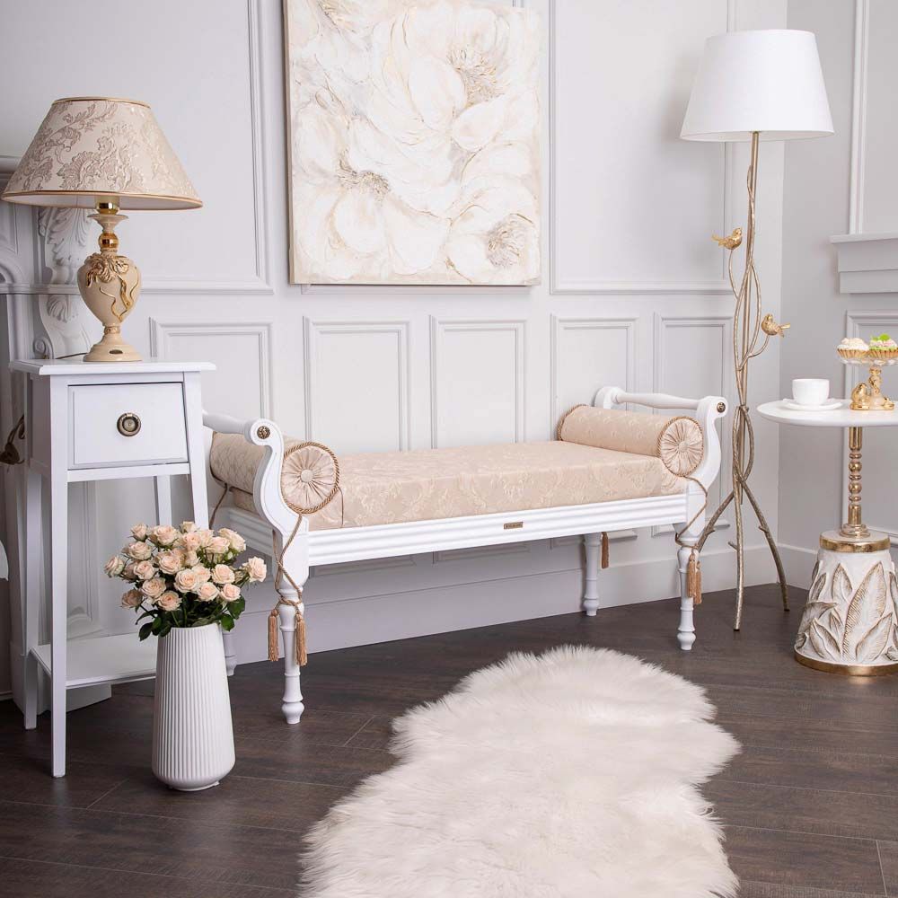 Банкетка Флоренция Белый Каледония Даймонд Айвори