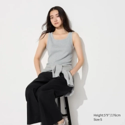 UNIQLO МЯГКИЙ ТОП-ЖИЛЕТ В РУБЧИК, СЕРЫЙ