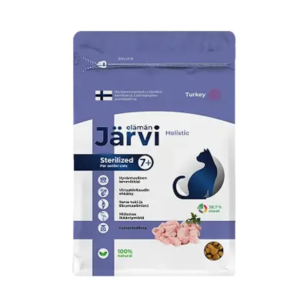 Сухой корм Jarvi для стерилизованных кошек и кастрированных котов старше 7 лет, индейка