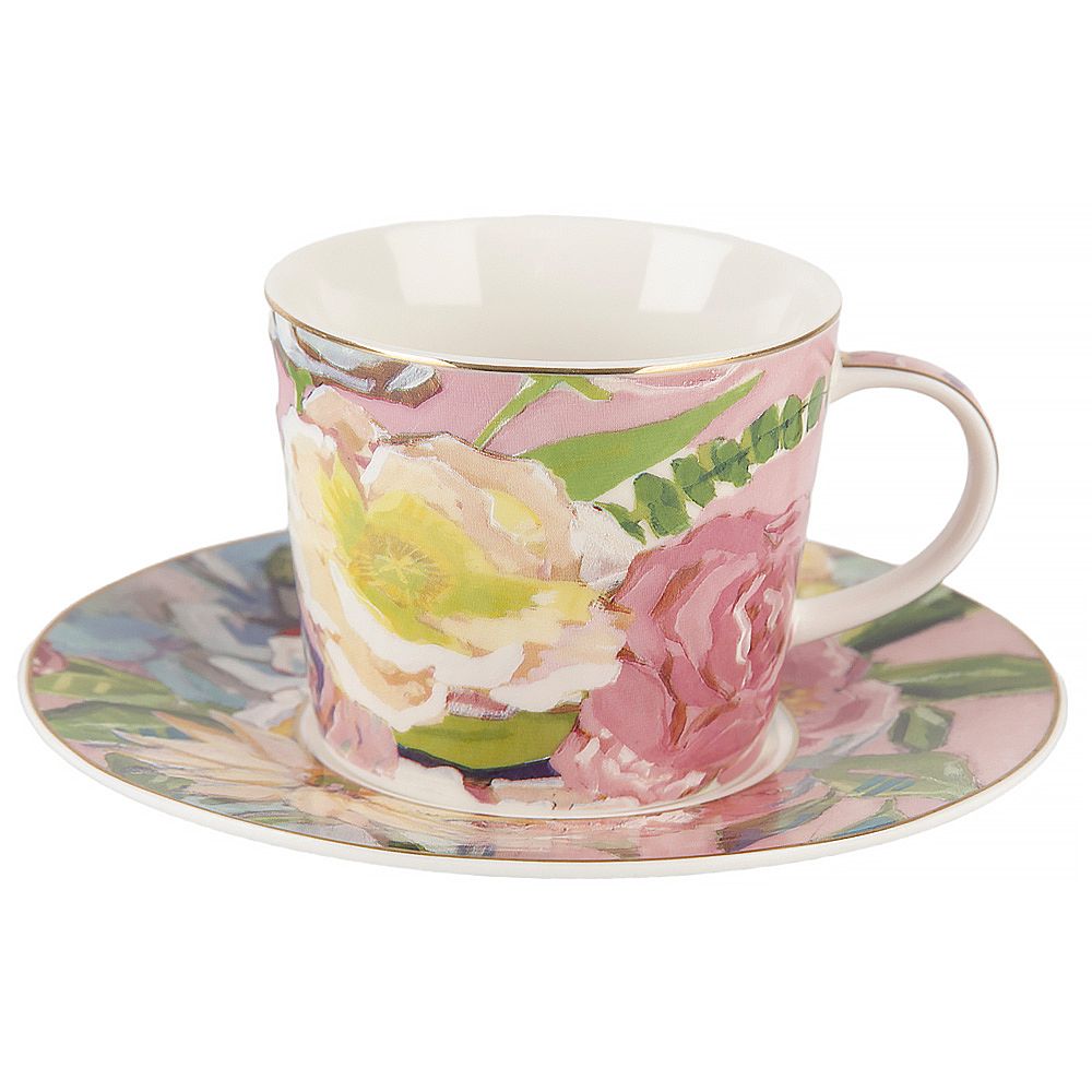 Набор чайный 4пр. "Flowers" (2 персон) v=220мл (фарфор) (подарочная упаковка)