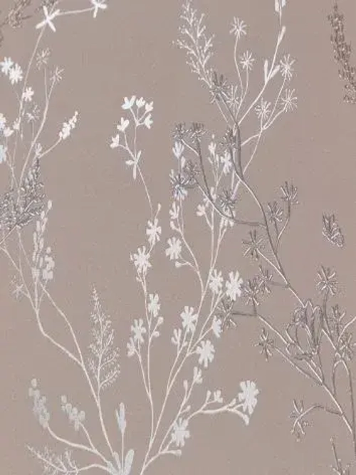 Обои Винил на флизелине 10 м, серебряные веточки на фактуре окрашенной ТАУП стены, прованс, флористика для спальни, гостиной