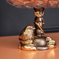 Фруктовница Зарничка Свитти Бронза со стеклянной чашей Лепестки