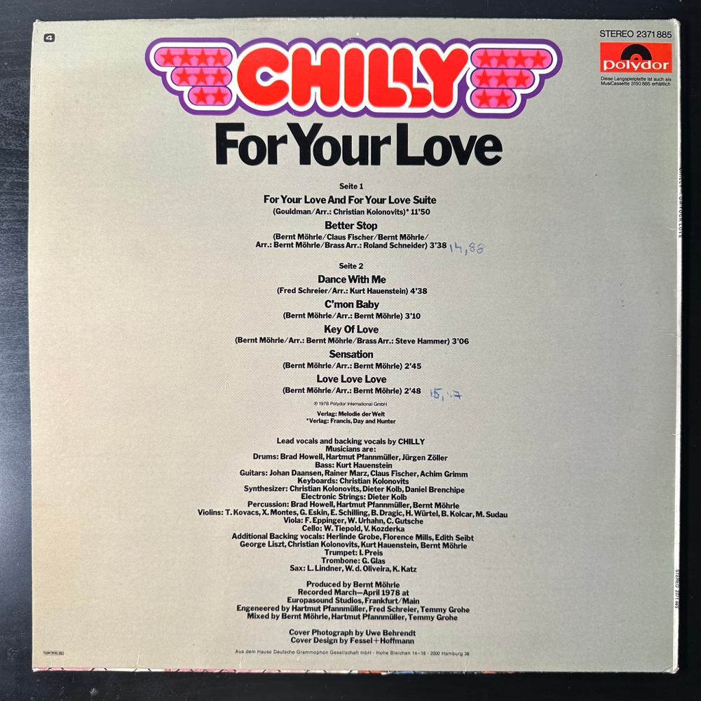 Chilly ‎– For Your Love (Скандинавия 1978г.)