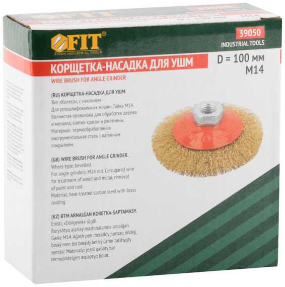 Корщетка-колесо с наклоном, 100 мм, М14 для УШМ FIT IT 39050