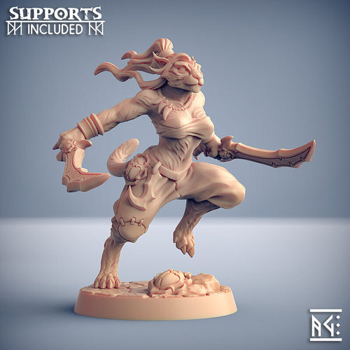 Табакси Лев Тигр Воин Паладин Варвар Файтер Рыцарь Вор Ассасин Разбойник Плут Бандит миниатюра для dnd, днд, pathfinder, фентези, Настольная игра, НРИ, Варгейм, РПГ