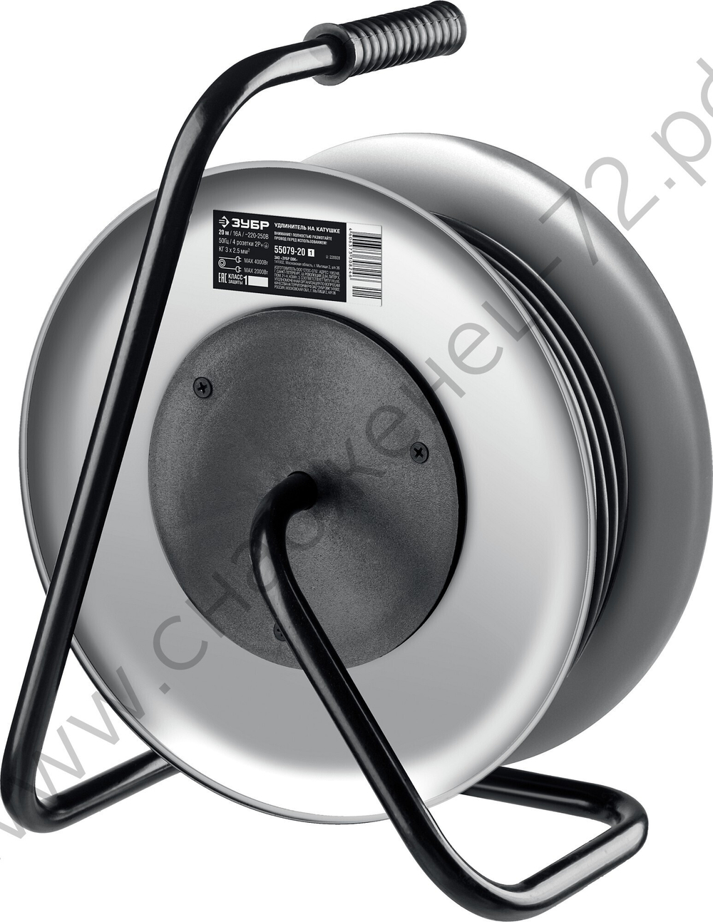 ЗУБР КГ 325 КГ 3х2.5 20м 4000Вт IP44, Силовой удлинитель на стальной катушке (55079-20)