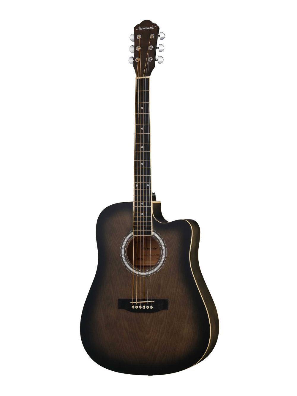 Naranda HS-4140-TBS Акустическая гитара, дредноут с вырезом, коричневый санберст, 41". Верхняя дека: ель. Нижняя дека и обечайка: липа. Отделка: матовая.