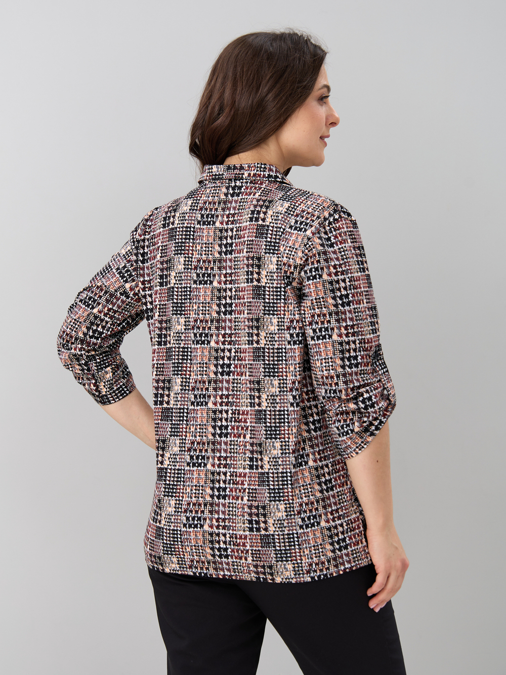 Рубашка Р-001/пьедепуль-черныйтерракот