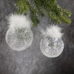 Набор шаров с перышками 7см 18шт ChristmasDeLuxe