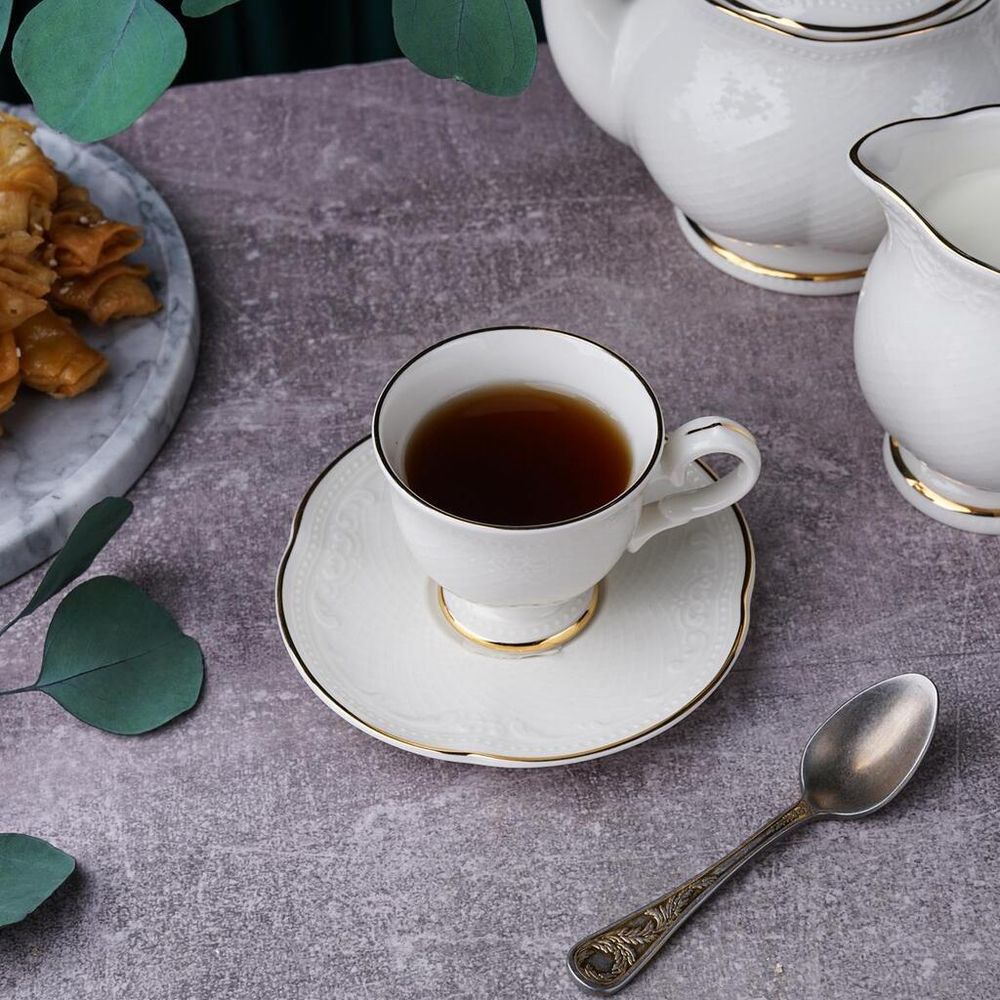 Кофейная пара 100 мл белая d 6,8 см h6 см Gold Aristocrat Noble [6]