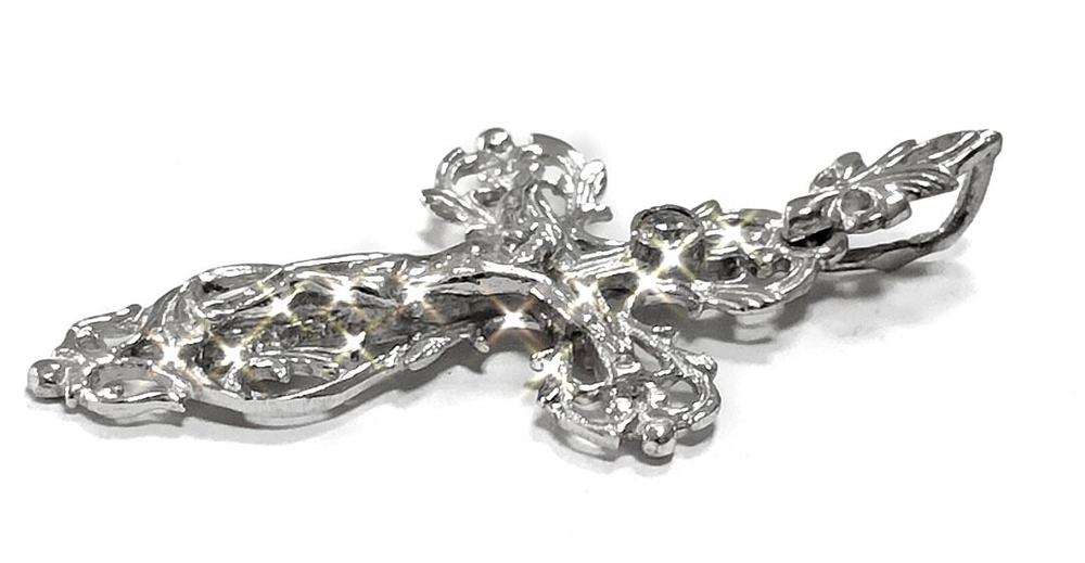 Ювелирный крест из серебра 925 пробы с фианитом