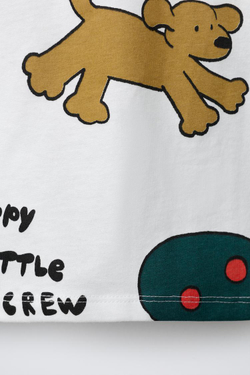 ZARA ФУТБОЛКА С ПРИНТОМ «СОБАКА», ЖЕЛТОВАТО-БЕЛЫЙ