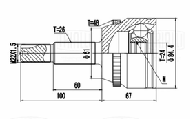 ШРУС наружный передний для автомобилей Toyota Highlander (07-) 3.5i GO 1984 TRIALLI