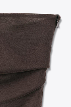 ZARA ДЛИННОЕ ПЛАТЬЕ БЕЗ БРЕТЕЛЕЙ СО СБОРКАМИ LIMITED EDITION, КОРИЧНЕВЫЙ