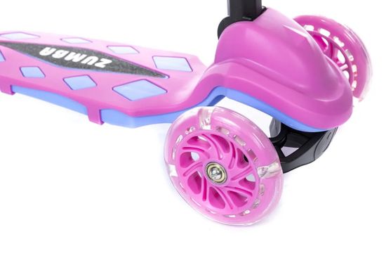 Самокат трехколесный со светящимися колесами Micar Zumba 2022 розовый