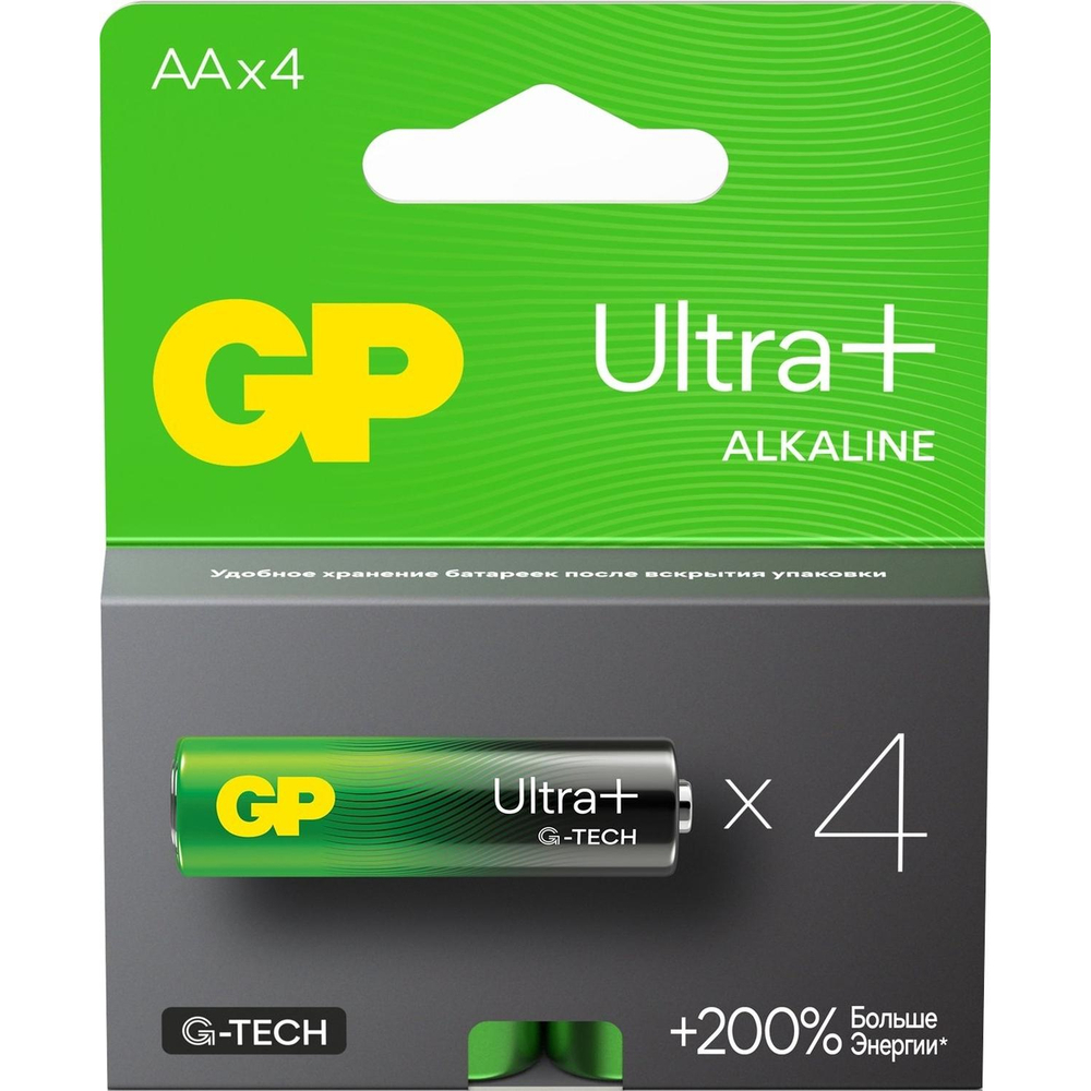 Батарейка GP Ultra+ Alkaline LR6 (АА), 4шт/уп (15AUPA21-2CRSB4)