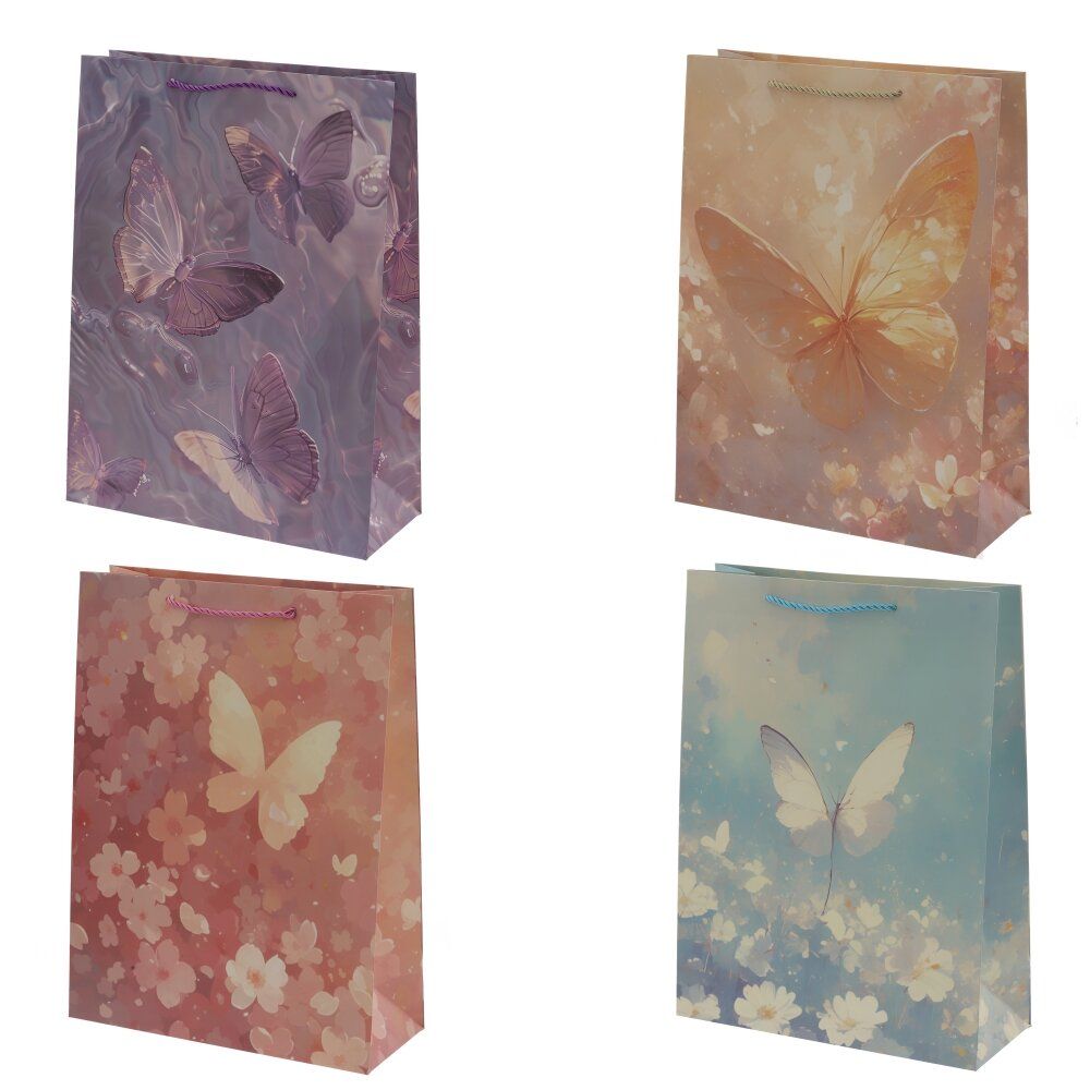 GAEM Пакет подарочный L (бумага 210г/м2, блок 12шт), L30 W12 H40 см, 4в.