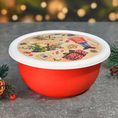 Миска 1,2л с крышкой "Modena. Игрушки", цвет красный
