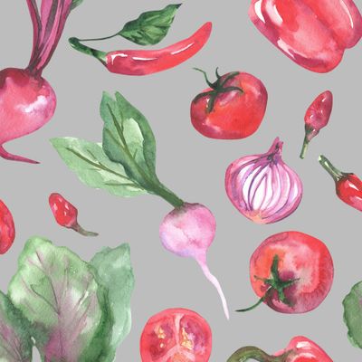 Красные овощи на сером
