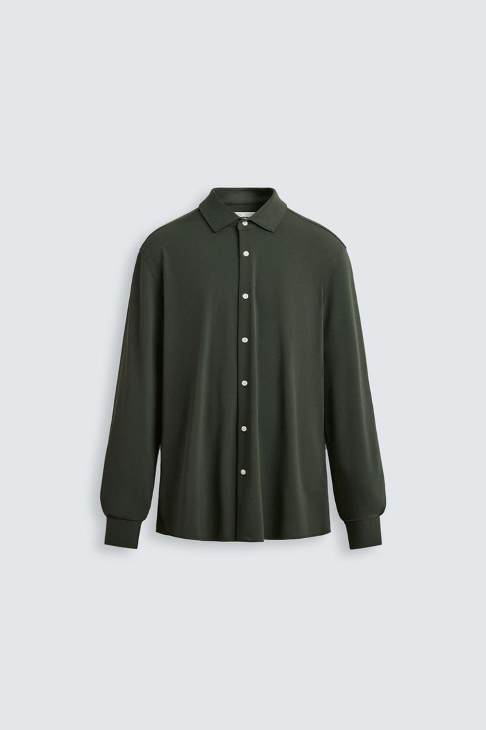 ZARА РУБАШКА ИЗ ЭЛАСТИЧНОЙ РЕЛЬЕФНОЙ ТКАНИ, БУТЫЛОЧНО-ЗЕЛЕНЫЙ