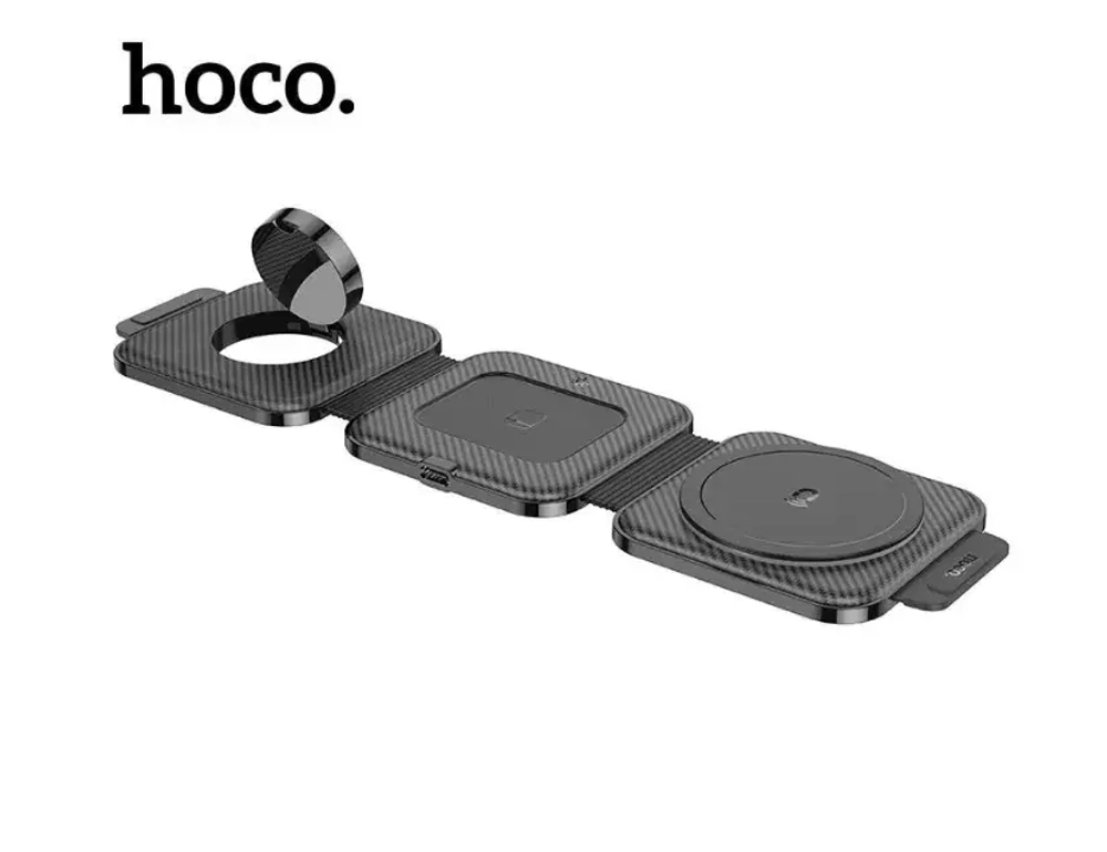 Беспроводное зарядное устройство Hoco CQ4 3 в1 Folding Magnetic Wireless Charging 15W (черный)