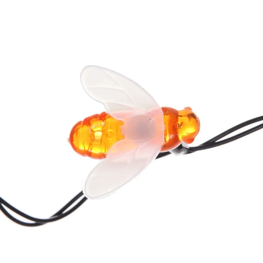 Гирлянда для улицы «Пчёлка» 3м, 20 ламп LED чёрный провод, 2 реж, IP-55, Теплый белый (солнечная батарея).