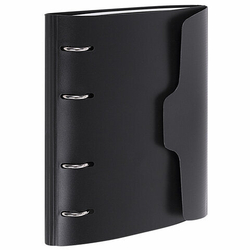 Тетрадь на кольцах А5 175х220мм, 120л, пластик, на липучке с разделителями, BRAUBERG, Черный,404637