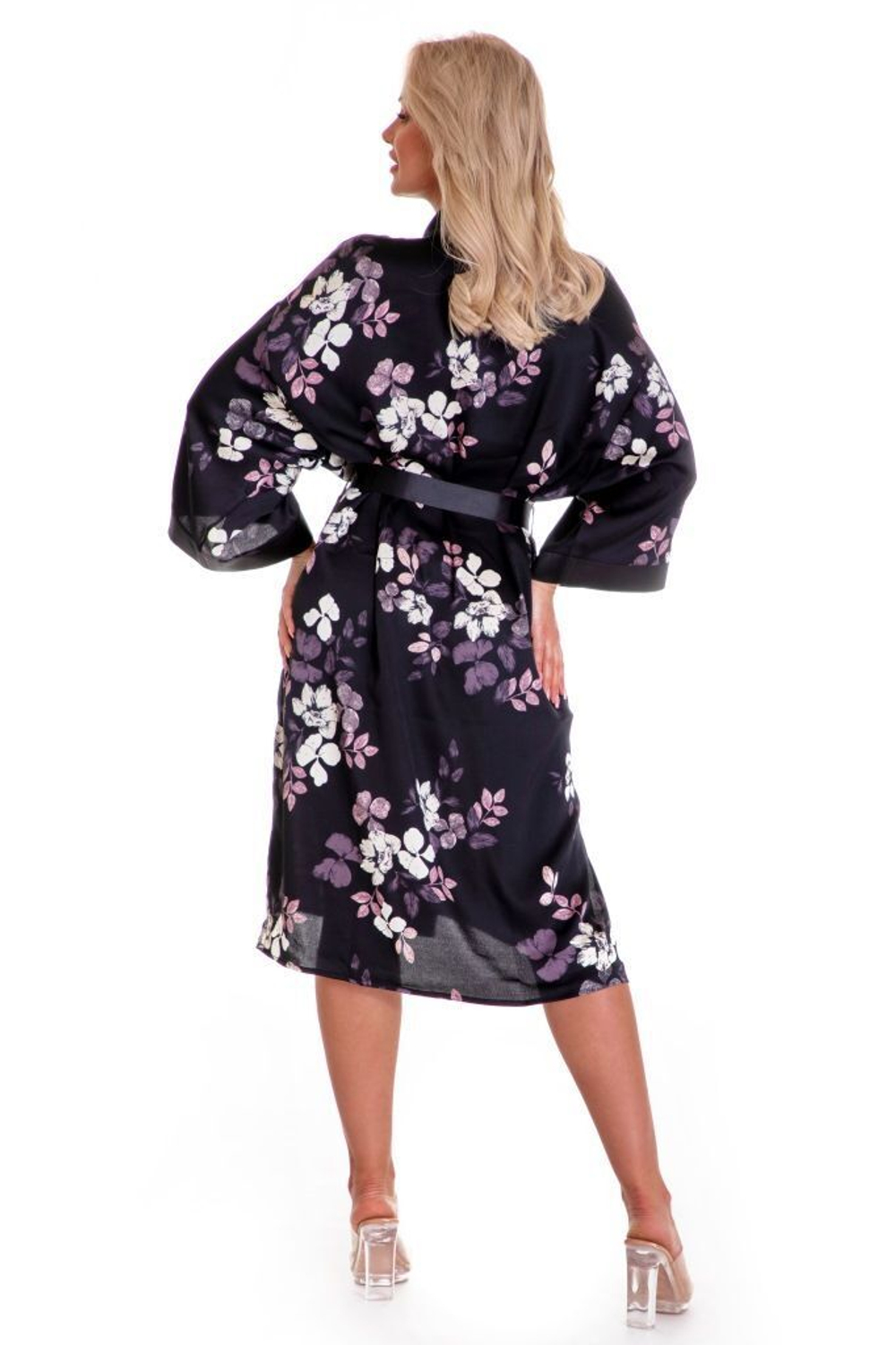 Халат-кимоно Dream с цветочным принтом (Размер: L-XL) (Цвет: черный)