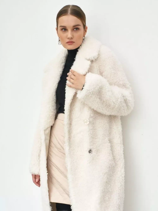Шуба женская чебурашка тедди эко, жемчужная, SilverFox