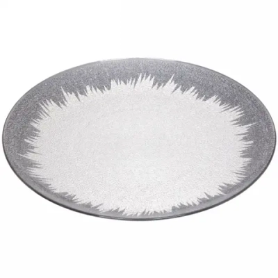 Блюдо для сервировки пластиковое 33см «Морозный узор» серебро