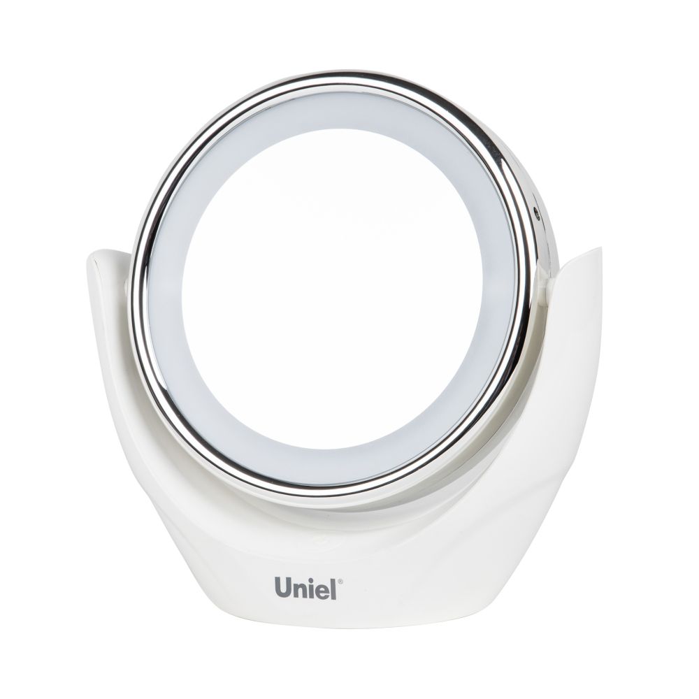 TLD-592 White-LED-13Lm-6000K-3АА Настольный светильник зеркало. На батарейках 3AAне в-к. Сенсорный выключатель. Белый. ТМ Uniel