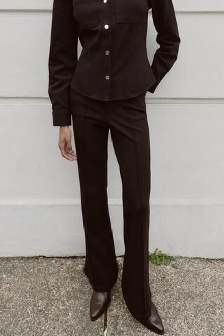 ZARA БРЮКИ FLARE С НИЗКОЙ ПОСАДКОЙ, КОРИЧНЕВЫЙ