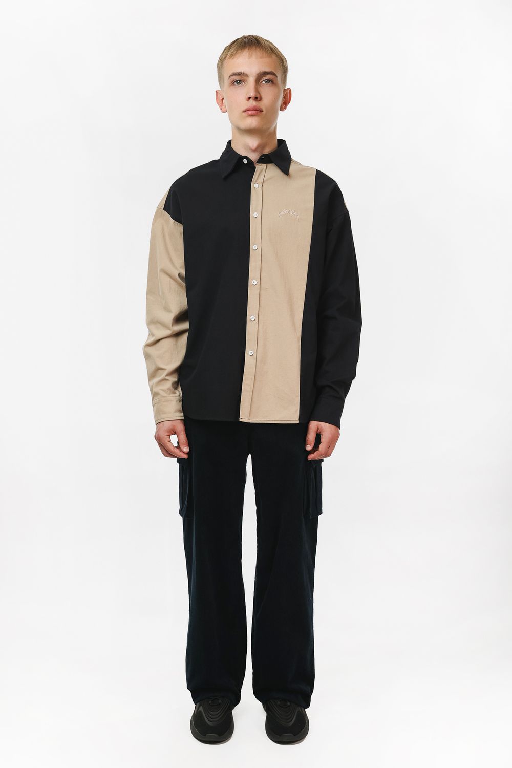 Сорочка мужская Ymkashix Puff черный / песочный