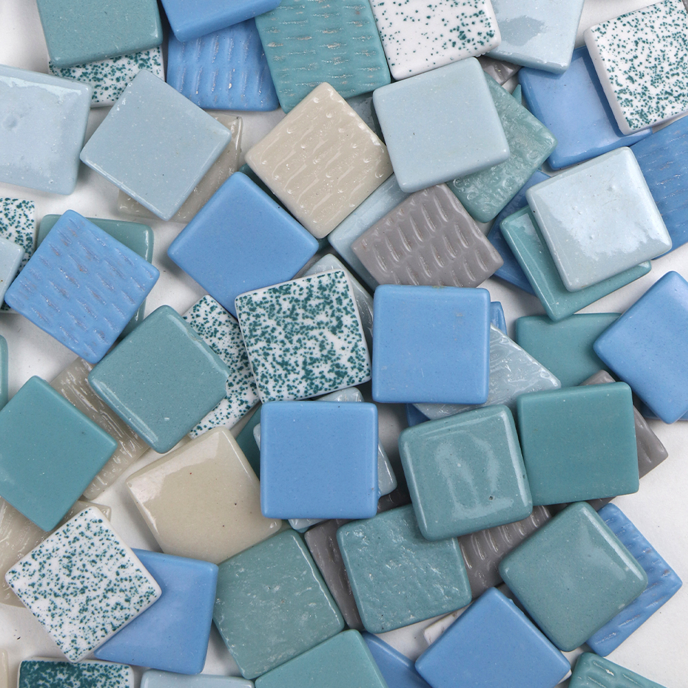 Стеклянная мозаика голубых и бирюзовых цветов и оттенков, Blend 62-24, 500 гр