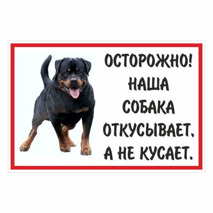 Информационная табличка "Собака" 300x200 мм из пластика 3 мм.