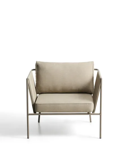 Уличное кресло Zivia из веревки цвета экрю и стали таупе