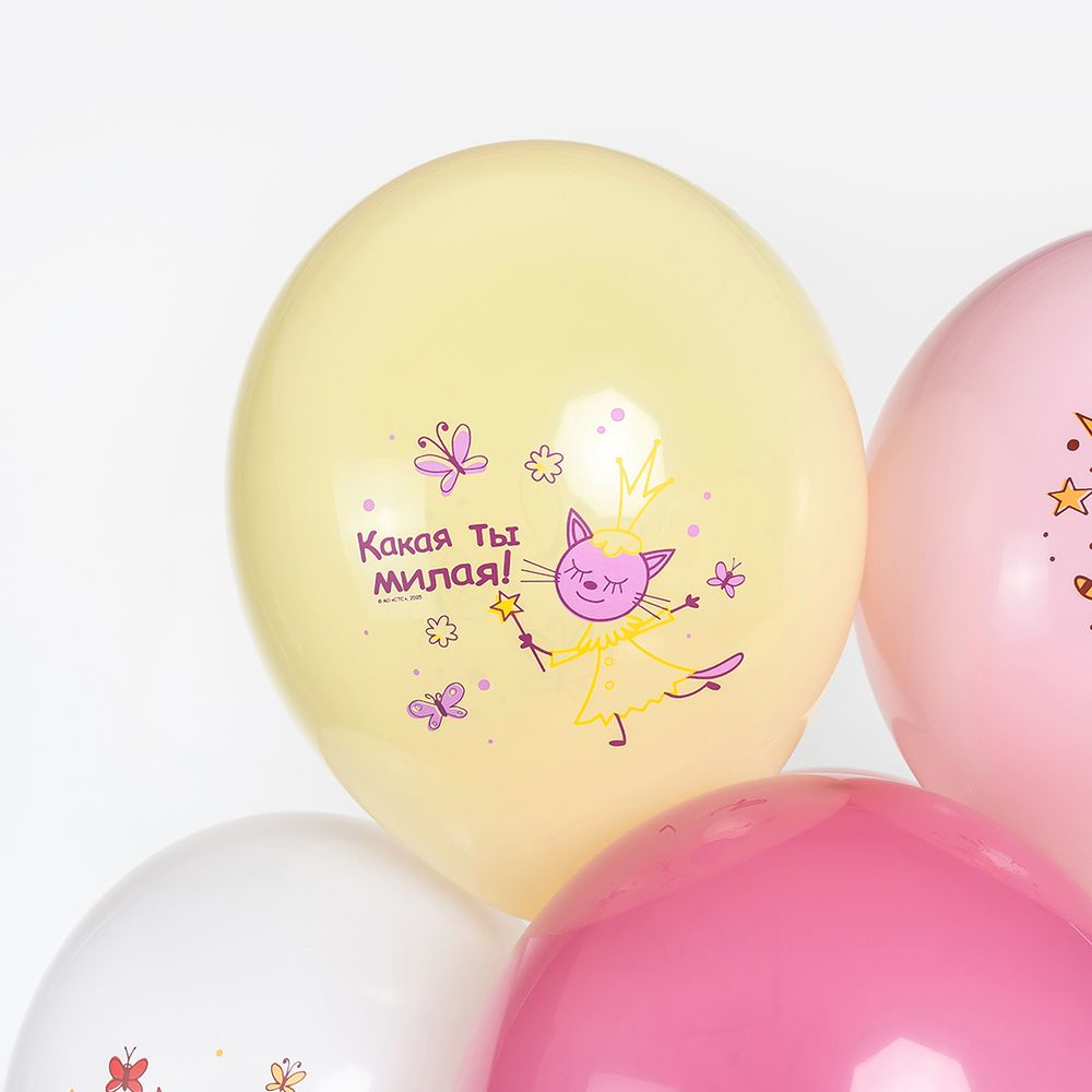 Шар (12''/30 см) Три Кота, Принцессы, Ассорти, пастель, 1 ст, 25 шт.