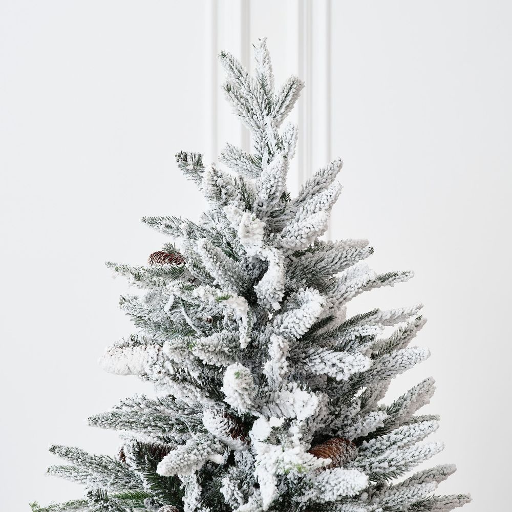Заснеженная елка с шишками «ile Grande» (Литая+пвх) 210 см / 2,1 м