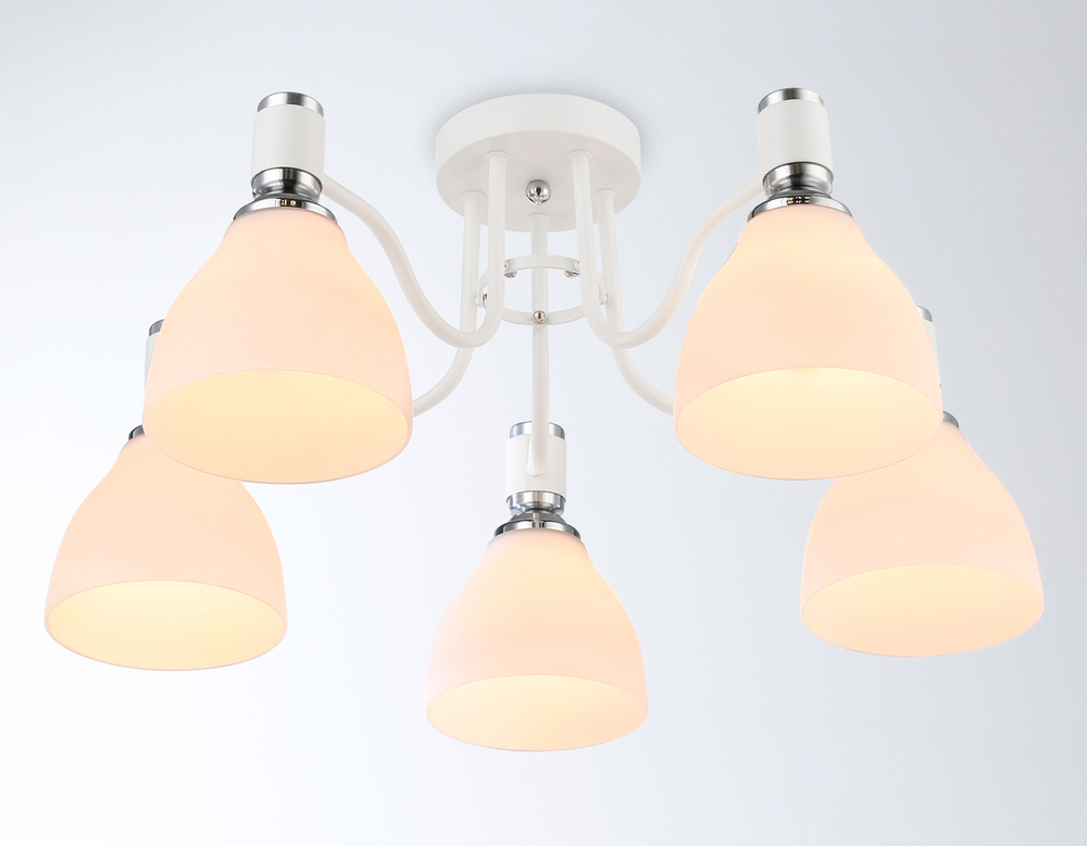 Светильник потолочный TR303305/5 WH/CH/FR белый/хром/белый матовый E27*5 max 60W D600*270