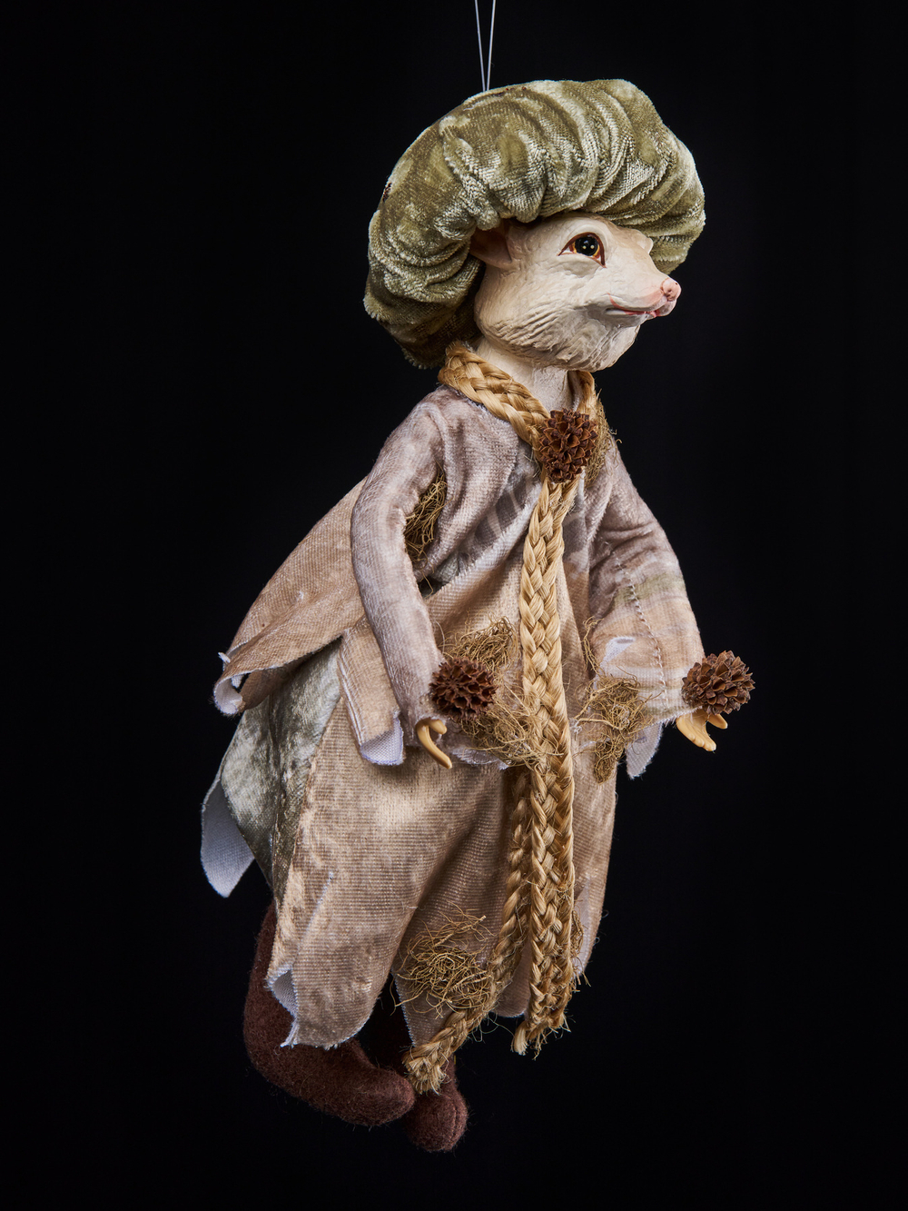 Елочная игрушка Мышь 14х25см ChristmasDeLuxe коричневая