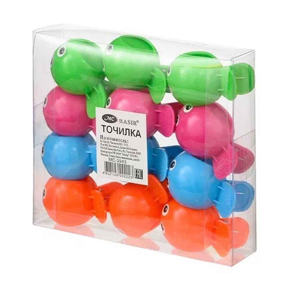 Точилка Basir, одинарная, с контейнером, серия "Пиранья", 5.5 см