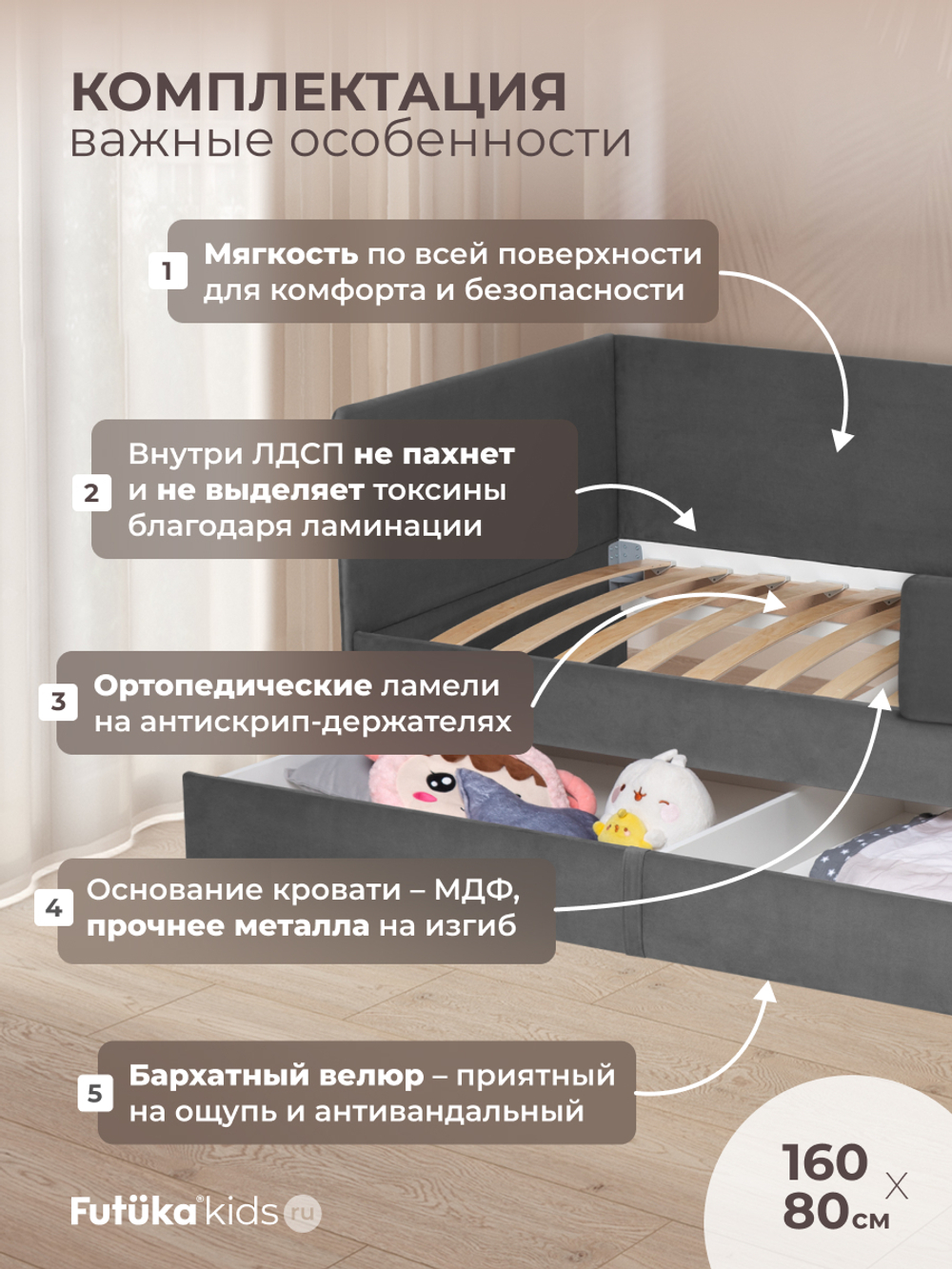 Диван - кровать Simple 160х80 см ткань Микровелюр