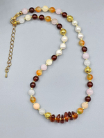 Комплект украшений авторский из натуральных камней. Колье и браслет "Ранняя осень". Бижутерия на шею, на руку для женщин, девушек. Летнее женское украшение