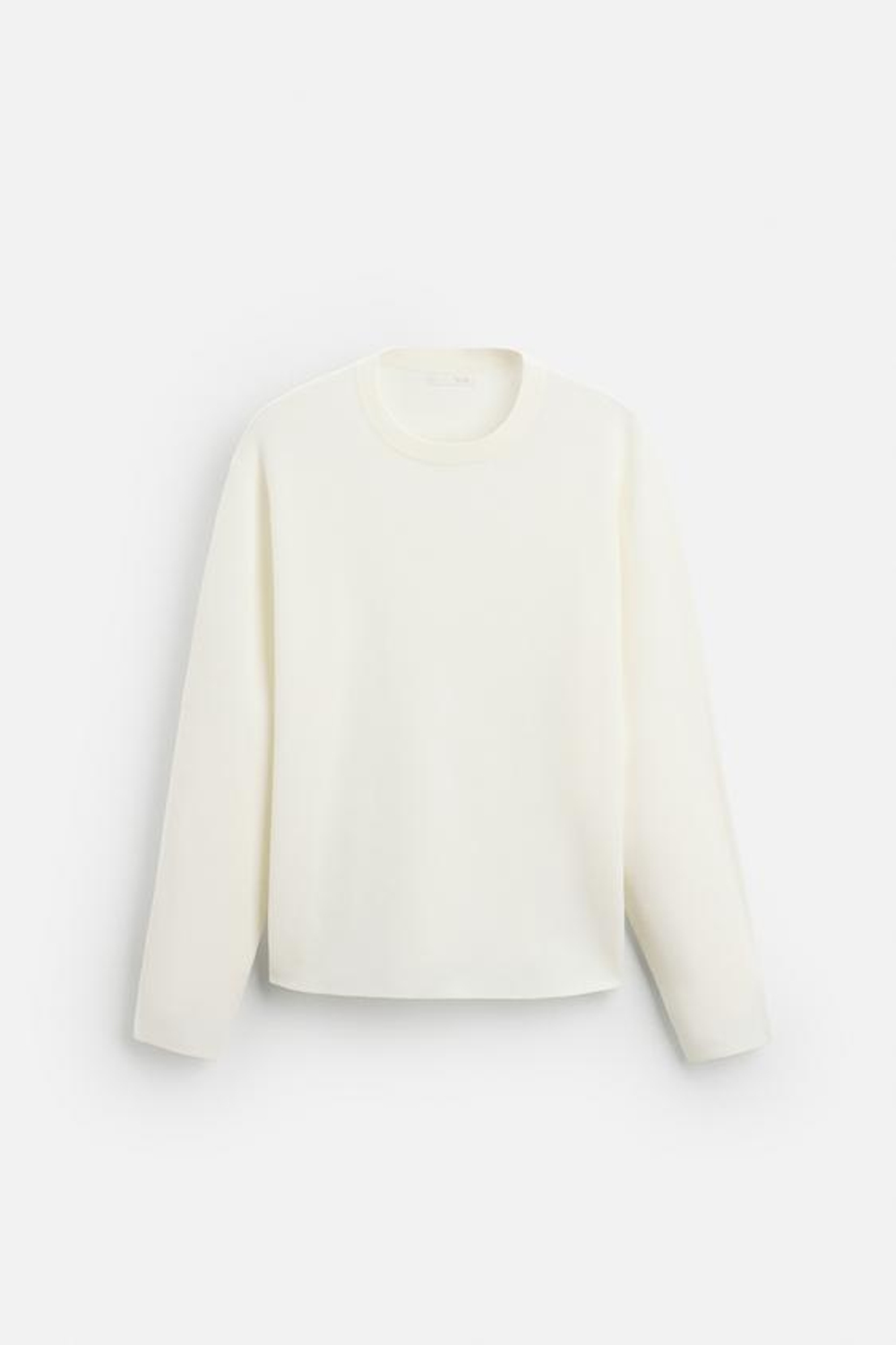 ZARA СВИТЕР ИЗ СМЕСОВОГО ХЛОПКА С РЕЛЬЕФНЫМ УЗОРОМ, КРЕМОВЫЙ