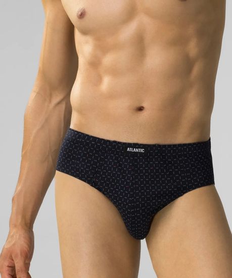 Мужские трусы (3шт) слипы классика Atlantic 3MP-182, темно-синий + бургунди + голубой