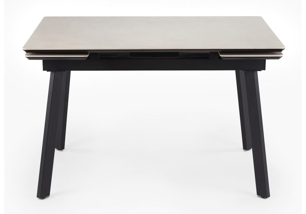 Керамический стол Woodville Норман 140(200)х80 carmen light grey, черный, ножки черные