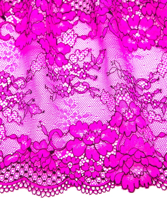 03-193 Кружево эластичное 19 см, фуксия/черный