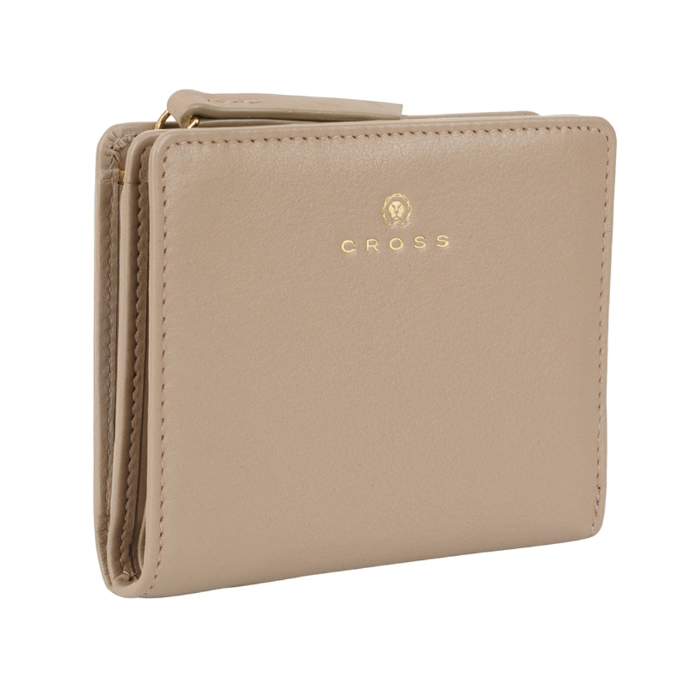 Женский кожаный компактный кошелёк 11х9,5х2см CROSS Monaco Taupe AC898083_1-11